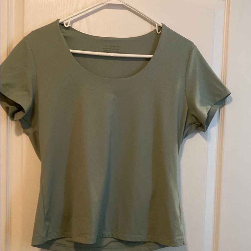Tahari Women's Sage Green Short Sleeve Tee
